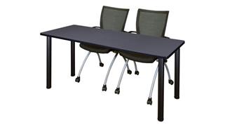 Training Tables Regency Furniture 6ft x 24in Training Table- Gray/ Black & 2 Apprentice Chairs- Black