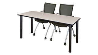 Training Tables Regency Furniture 6ft x 24in Training Table- Maple/ Black & 2 Apprentice Chairs- Black