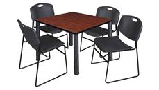 Cafeteria Tables Regency Furniture 36in Square Breakroom Table- Cherry/ Black & 4 Zeng Stack Chairs