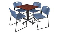 Cafeteria Tables Regency Furniture 30in Square Breakroom Table- Cherry & 4 Zeng Stack Chairs