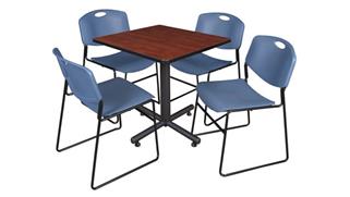 Cafeteria Tables Regency Furniture 30in Square Breakroom Table- Cherry & 4 Zeng Stack Chairs