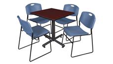 Cafeteria Tables Regency Furniture 30" Square Breakroom Table- Mahogany & 4 Zeng Stack Chairs