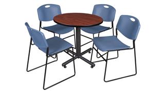 Cafeteria Tables Regency Furniture 30in Round Breakroom Table- Cherry & 4 Zeng Stack Chairs