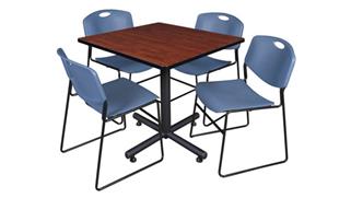 Cafeteria Tables Regency Furniture 36in Square Breakroom Table- Cherry & 4 Zeng Stack Chairs