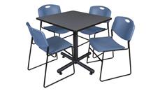 Cafeteria Tables Regency Furniture 36" Square Breakroom Table- Gray & 4 Zeng Stack Chairs