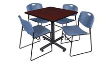 Cafeteria Tables Regency Furniture 36in Square Breakroom Table- Mahogany & 4 Zeng Stack Chairs