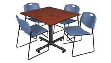 Cafeteria Tables Regency Furniture 48" Square Breakroom Table- Cherry & 4 Zeng Stack Chairs