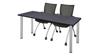 Training Tables Regency Furniture 60" x 24" Training Table- Gray/ Chrome & 2 Apprentice Chairs- Black