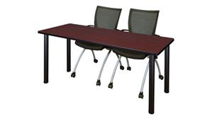 Training Tables Regency Furniture 60in x 24in Training Table- Mahogany/ Black & 2 Apprentice Chairs- Black