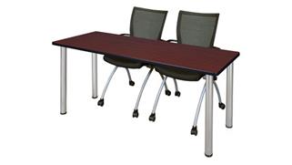 Training Tables Regency Furniture 60in x 24in Training Table- Mahogany/ Chrome & 2 Apprentice Chairs- Black