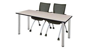Training Tables Regency Furniture 60" x 24" Training Table- Maple/ Chrome & 2 Apprentice Chairs- Black