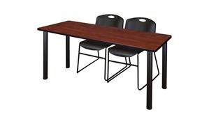 Training Tables Regency Furniture 66in x 24in Training Table- Cherry/ Black & 2 Zeng Stack Chairs
