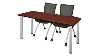 Training Tables Regency Furniture 66in x 24in Training Table- Cherry/ Chrome & 2 Apprentice Chairs- Black