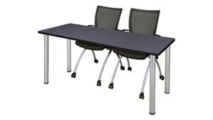 Training Tables Regency Furniture 6ft x 24in Training Table- Gray/ Chrome & 2 Apprentice Chairs- Black