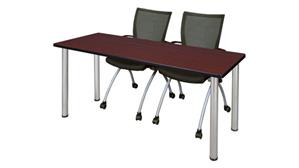 Training Tables Regency Furniture 6ft x 24in Training Table- Mahogany/ Chrome & 2 Apprentice Chairs- Black