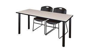 Training Tables Regency Furniture 6ft x 24in Training Table- Maple/ Black & 2 Zeng Stack Chairs