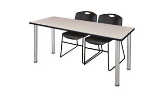 Training Tables Regency Furniture 72" x 24" Training Table- Maple/ Chrome & 2 Zeng Stack Chairs
