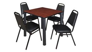 Cafeteria Tables Regency Furniture 30in Square Breakroom Table- Cherry/ Black & 4 Restaurant Stack Chairs- Black