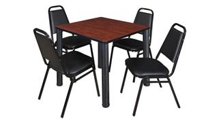 Cafeteria Tables Regency Furniture 30" Square Breakroom Table- Cherry/ Black & 4 Restaurant Stack Chairs- Black
