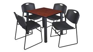 Cafeteria Tables Regency Furniture 30in Square Breakroom Table- Cherry/ Black & 4 Zeng Stack Chairs