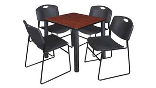 Cafeteria Tables Regency Furniture 30" Square Breakroom Table- Cherry/ Black & 4 Zeng Stack Chairs