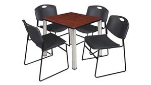 Cafeteria Tables Regency Furniture 30in Square Breakroom Table- Cherry/ Chrome & 4 Zeng Stack Chairs