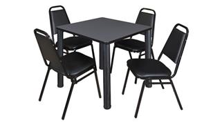 Cafeteria Tables Regency Furniture 30in Square Breakroom Table- Gray/ Black & 4 Restaurant Stack Chairs- Black