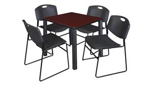 Cafeteria Tables Regency Furniture 30in Square Breakroom Table- Mahogany/ Black & 4 Zeng Stack Chairs