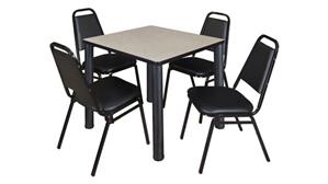 Cafeteria Tables Regency Furniture 30" Square Breakroom Table- Maple/ Black & 4 Restaurant Stack Chairs- Black