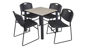 Cafeteria Tables Regency Furniture 30in Square Breakroom Table- Maple/ Black & 4 Zeng Stack Chairs
