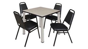 Cafeteria Tables Regency Furniture 30" Square Breakroom Table- Maple/ Chrome & 4 Restaurant Stack Chairs- Black