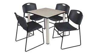 Cafeteria Tables Regency Furniture 30" Square Breakroom Table- Maple/ Chrome & 4 Zeng Stack Chairs