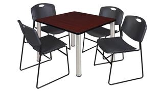 Cafeteria Tables Regency Furniture 36" Square Breakroom Table- Mahogany/ Chrome & 4 Zeng Stack Chairs