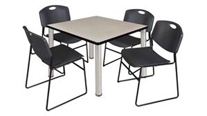 Cafeteria Tables Regency Furniture 36in Square Breakroom Table- Maple/ Chrome & 4 Zeng Stack Chairs