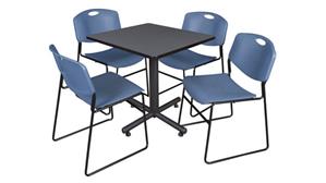 Cafeteria Tables Regency Furniture 30in Square Breakroom Table- Gray & 4 Zeng Stack Chairs