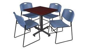 Cafeteria Tables Regency Furniture 30" Square Breakroom Table- Mahogany & 4 Zeng Stack Chairs