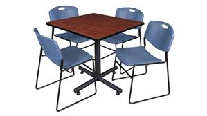 Cafeteria Tables Regency Furniture 36" Square Breakroom Table- Cherry & 4 Zeng Stack Chairs