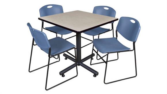 36in Square Breakroom Table- Maple & 4 Zeng Stack Chairs