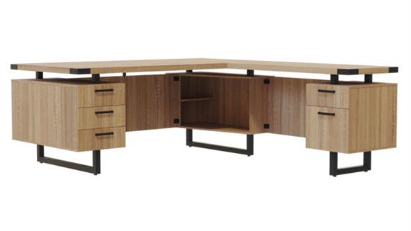 L Shaped Desks Safco Office Furniture 72" x 78" L-Shaped Desk, BBB/BF Pedestals