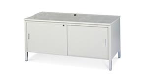 General Tables Safco Office Furniture 36in x 30in x 24-36in H Storage Table with Locking Doors and Grommet