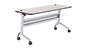 Training Tables Safco Office Furniture 60in x 18in Rectangular Slant Leg Mobile Flip Table with Dual Grommets