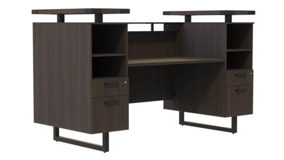 Reception Desks Safco Office Furniture 78" W Reception Desk with Glass Countertop