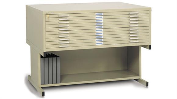 43in W 10 Drawer Steel Flat File with Base