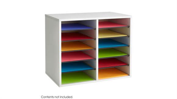 Wood Adjustable Literature Organizer - 12 Compartment