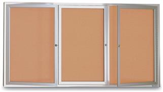 Bulletin & Display Boards United Visual 96" x 48" 3 Door Indoor Enclosed Corkboard