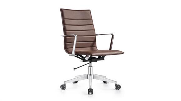 Mid Back Leather Swivel Chair