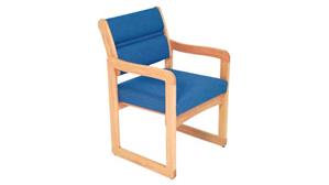 Side & Guest Chairs Wooden Mallet Sled Base Chair with Arms Designer Fabric