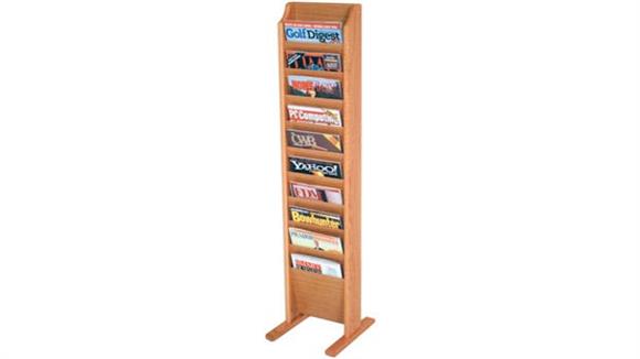 Magazine & Literature Storage Wooden Mallet 10 Pocket Oak Magazine Floor Rack