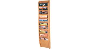 Magazine & Literature Storage Wooden Mallet 10 Pocket Oak Magazine Wall Rack