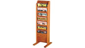 Magazine & Literature Storage Wooden Mallet 7 Pocket Oak Magazine Floor Rack